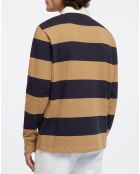 Polo Regular Fit manches longues Stripe beige/bleu marine