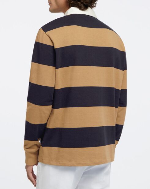 Polo Regular Fit manches longues Stripe beige/bleu marine