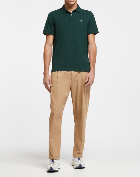 Polo Regular Fit manches courtes uni piqué vert foncé