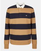 Polo Regular Fit manches longues Stripe beige/bleu marine