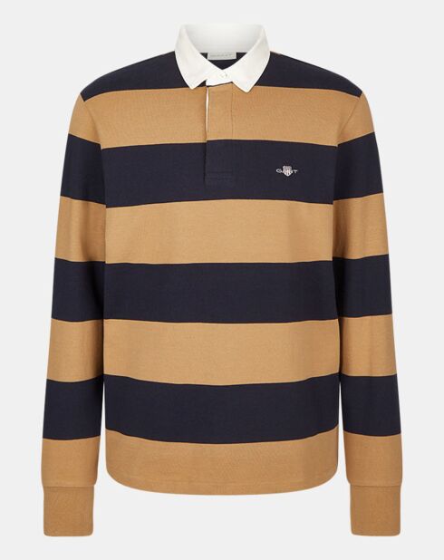 Polo Regular Fit manches longues Stripe beige/bleu marine