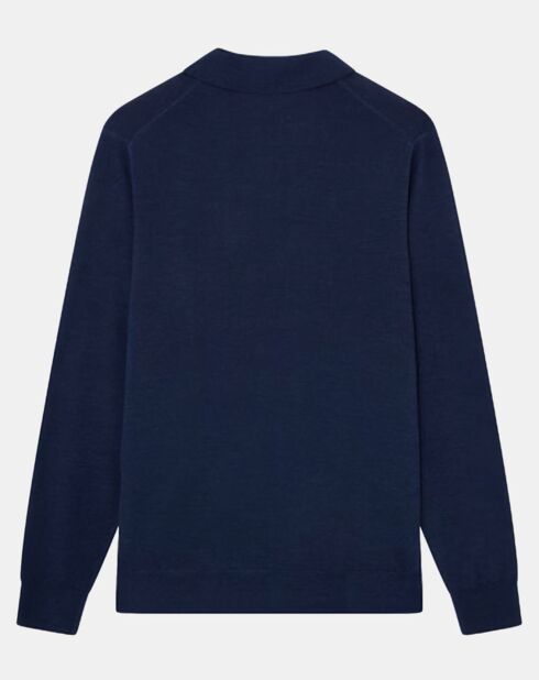 Pull en Laine & Soie col polo bleu