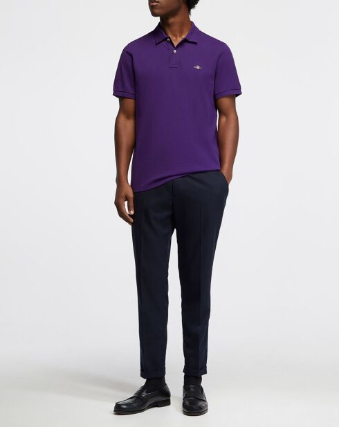 Polo Regular Fit manches courtes uni piqué violet