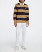 Polo Regular Fit manches longues Stripe beige/bleu marine