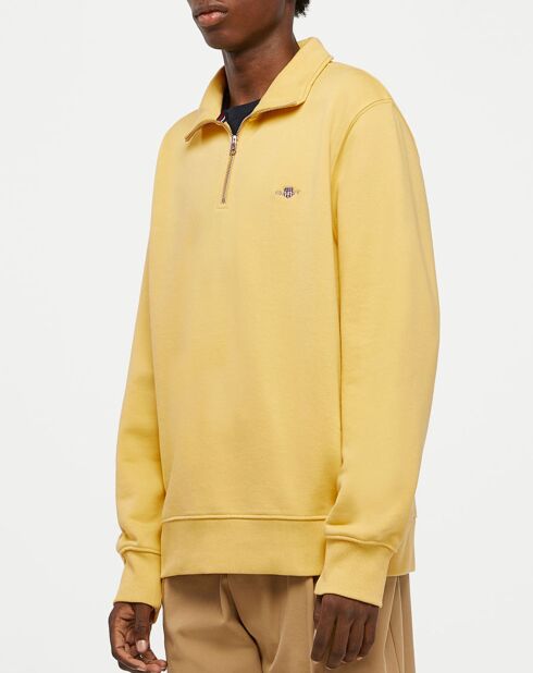 Sweat 1/2 Zip uni jaune