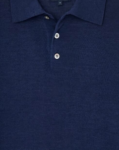 Pull en Laine & Soie col polo bleu