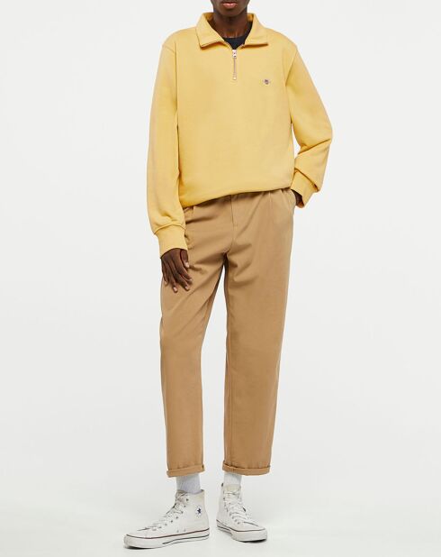 Sweat 1/2 Zip uni jaune