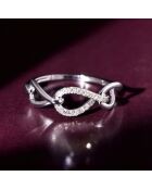 Bague Triple Boucles Diamants 0.12 ct or blanc