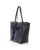 Cabas en Cuir noir/bleu  - 40x17x30 cm