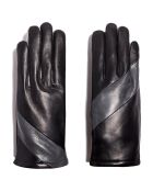 Gants en Cuir d'Agneau doublure Laine Fabio noir/fer