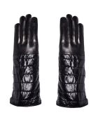 Gants en Cuir d'Agneau doublure Soie Gonfle noirs