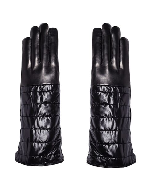 Gants en Cuir d'Agneau doublure Soie Gonfle noirs