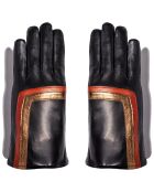 Gants en Cuir d'Agneau doublure Soie Guido noir/bronze