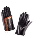 Gants en Cuir d'Agneau doublure Soie Guido noir/bronze