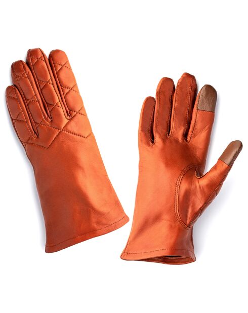 Gants en Cuir d'Agneau doublure Soie Happia terre