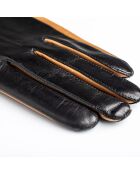 Gants en Cuir d'Agneau doublure Cachemire Hollow noir/camel