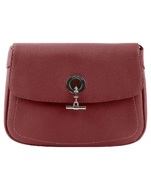 Sac bandoulière en Cuir Paris rouge bordeaux - 25x18.5x7.5 cm