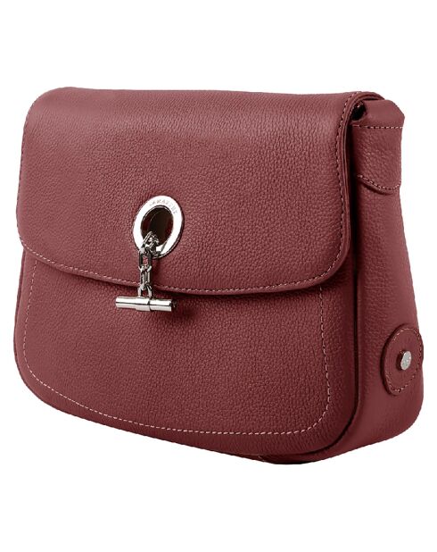 Sac bandoulière en Cuir Paris rouge bordeaux - 25x18.5x7.5 cm