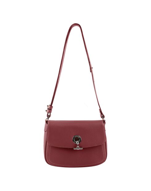 Sac bandoulière en Cuir Paris rouge bordeaux - 25x18.5x7.5 cm