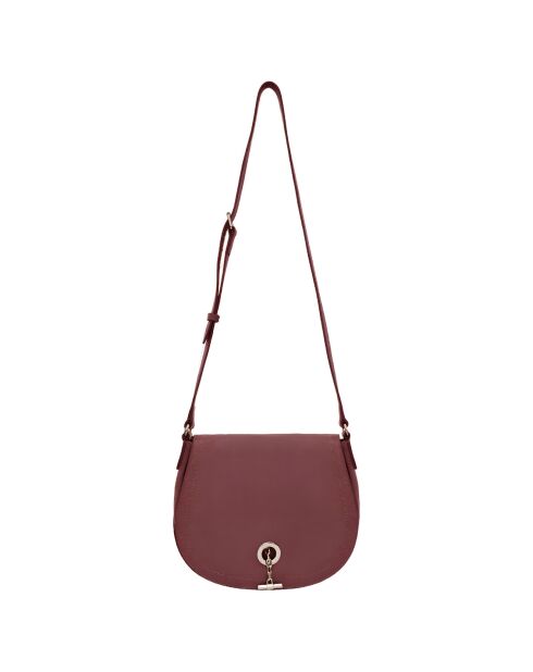 Sac bandoulière en Cuir Paris rouge bordeaux - 26x21x11 cm