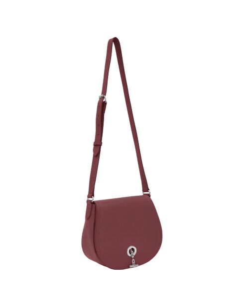 Sac bandoulière en Cuir Paris rouge bordeaux - 26x21x11 cm