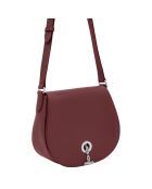 Sac bandoulière en Cuir Paris rouge bordeaux - 26x21x11 cm