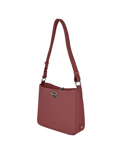Sac bandoulière en Cuir Paris rouge bordeaux - 24.5x23x8 cm