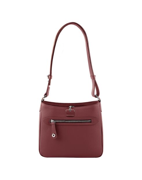 Sac bandoulière en Cuir Paris rouge bordeaux - 24.5x23x8 cm