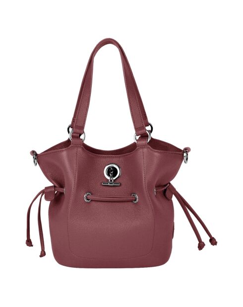 Sac à main en Cuir Paris rouge bordeaux - 23x24x12 cm