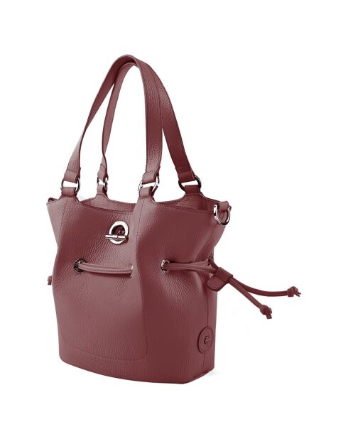 Sac à main en Cuir Paris rouge bordeaux - 23x24x12 cm