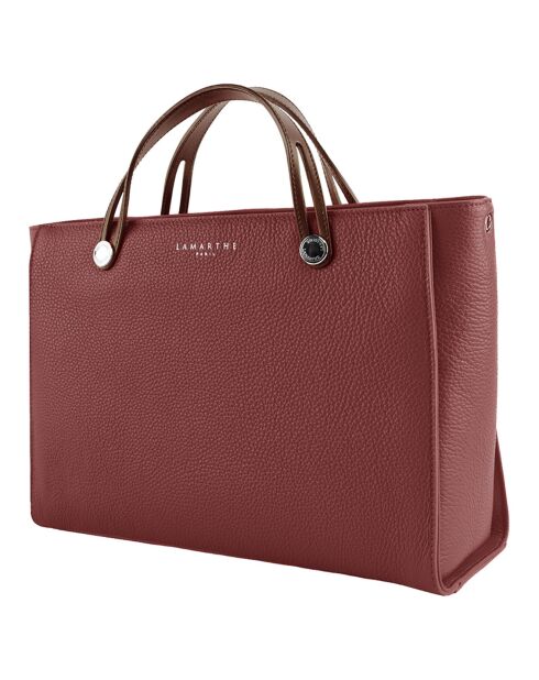 Sac à main en Cuir Fidèle rouge bordeaux - 36x25x14 cm