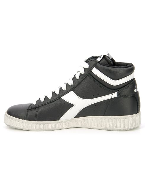 Baskets en Cuir Game L Hi Waxed noir/blanc