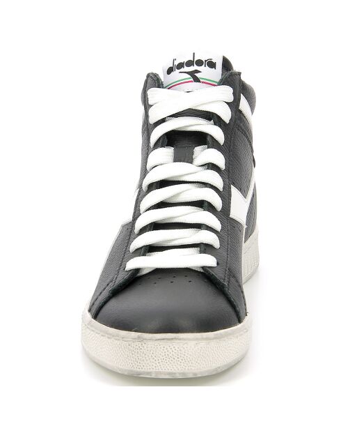 Baskets en Cuir Game L Hi Waxed noir/blanc