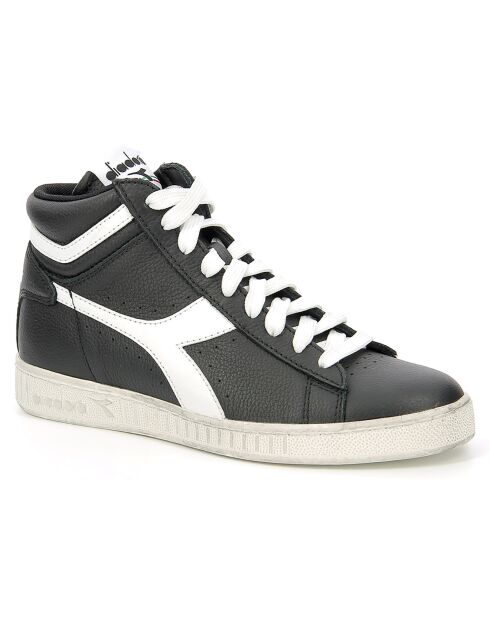 Baskets en Cuir Game L Hi Waxed noir/blanc