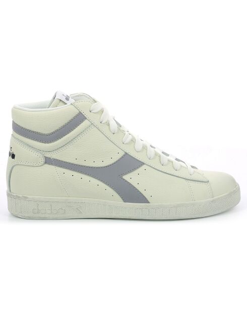 Baskets en Cuir Game L Hi Waxed blanc/gris