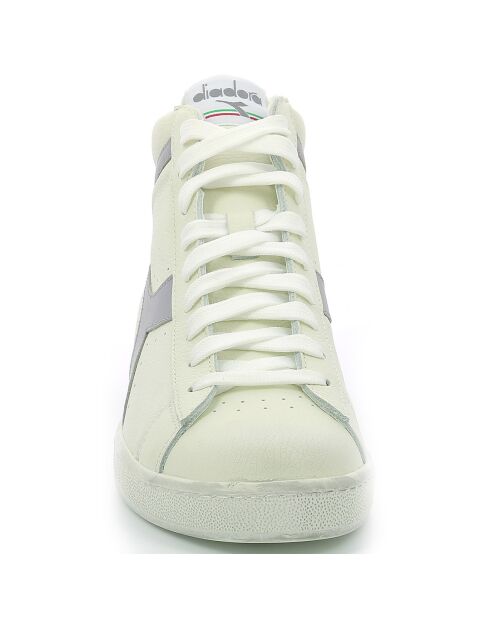 Baskets en Cuir Game L Hi Waxed blanc/gris