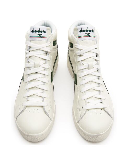 Baskets en Cuir Game L Hi Waxed blanc/vert