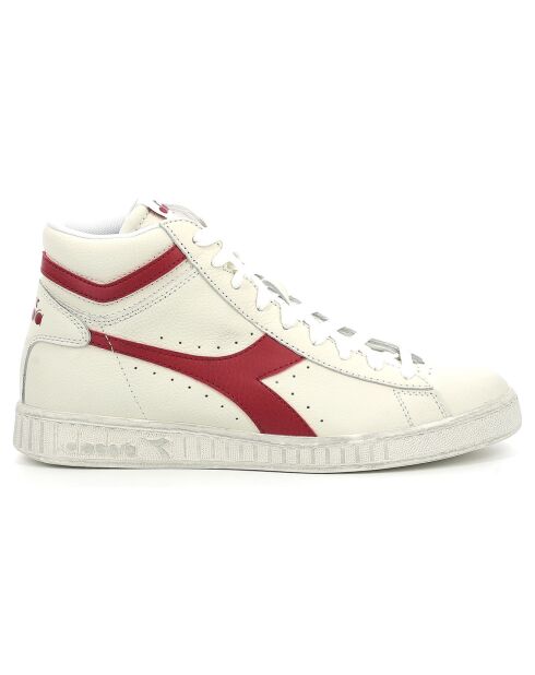 Baskets en Cuir Game L Hi Waxed blanc/rouge