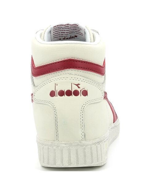 Baskets en Cuir Game L Hi Waxed blanc/rouge