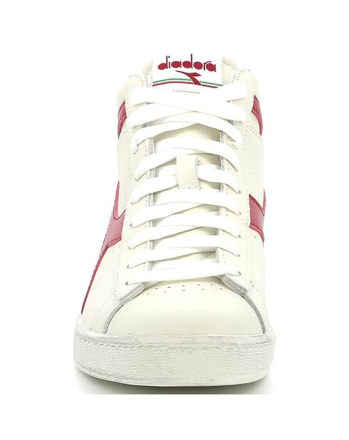 Baskets en Cuir Game L Hi Waxed blanc/rouge