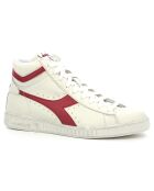 Baskets en Cuir Game L Hi Waxed blanc/rouge