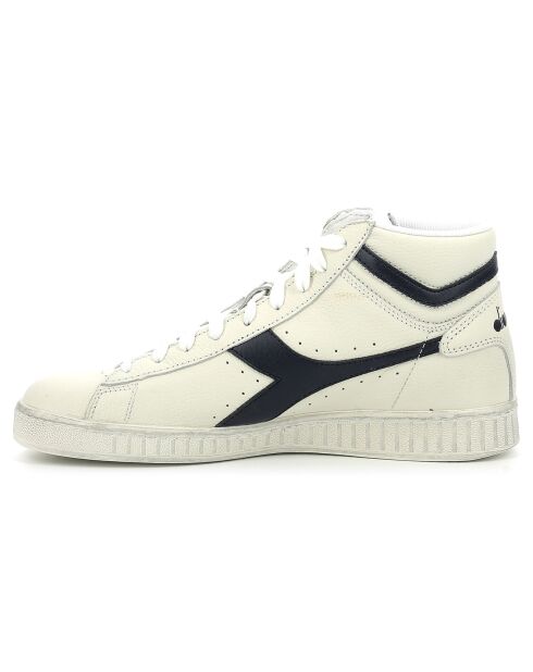 Baskets en Cuir Game L Hi Waxed blanc/bleu marine