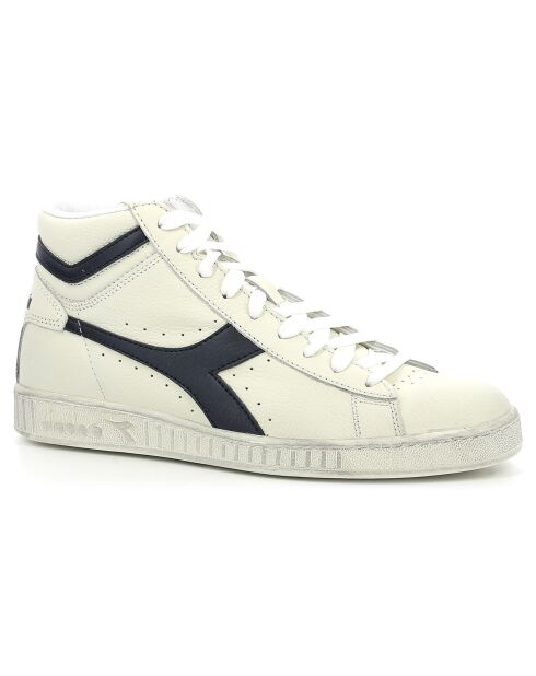 Baskets en Cuir Game L Hi Waxed blanc/bleu marine