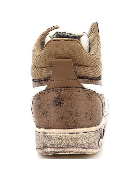 Bruin/witte leren sneakers met magische kleur