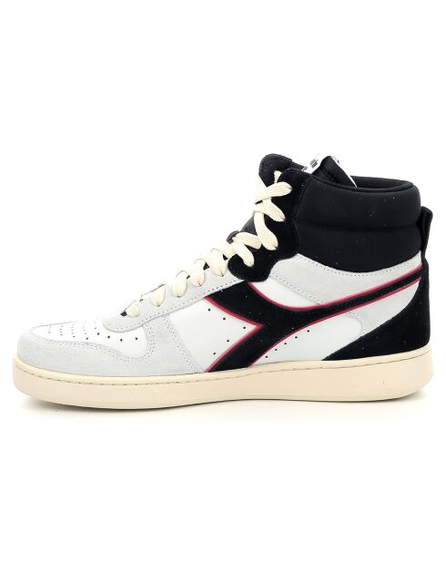 Baskets en Velours de Cuir Magic B blanc/noir