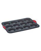 Moule 12 tartelette silicone noir/rouge - 23.5x33x2 cm