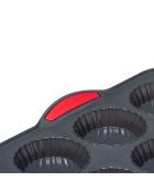 Moule 12 tartelette silicone noir/rouge - 23.5x33x2 cm