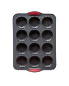 Moule 12 tartelette silicone noir/rouge - 23.5x33x2 cm