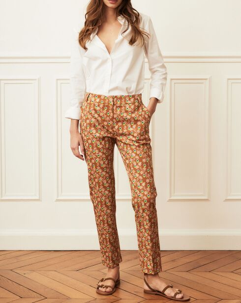 Pantalon Fiona petit paon noisette