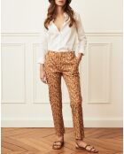 Pantalon Fiona petit paon noisette